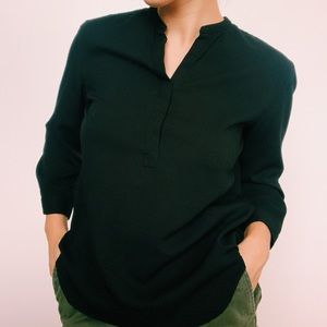 No-Collar Button Up Blouse
